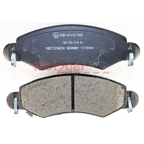 Bremsbelagsatz, Scheibenbremse METZGER 1170340 f&uuml;r OPEL SUZUKI, Vorderachse