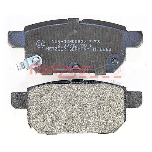 Bremsbelagsatz, Scheibenbremse METZGER 1170360 f&uuml;r SUZUKI, Hinterachse