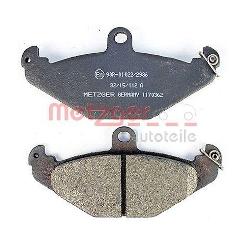 Bremsbelagsatz, Scheibenbremse METZGER 1170362 f&uuml;r RENAULT, Hinterachse