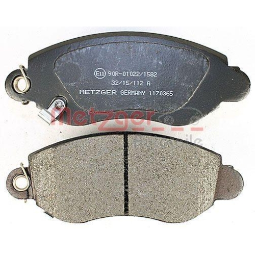 Bremsbelagsatz, Scheibenbremse METZGER 1170365 f&uuml;r FORD, Vorderachse