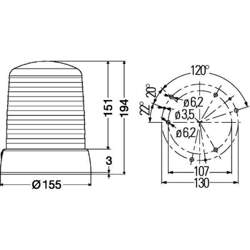 HELLA Rundumkennleuchte 2RL 008 064-001 KL 7000 f&uuml;r LIEBHERR