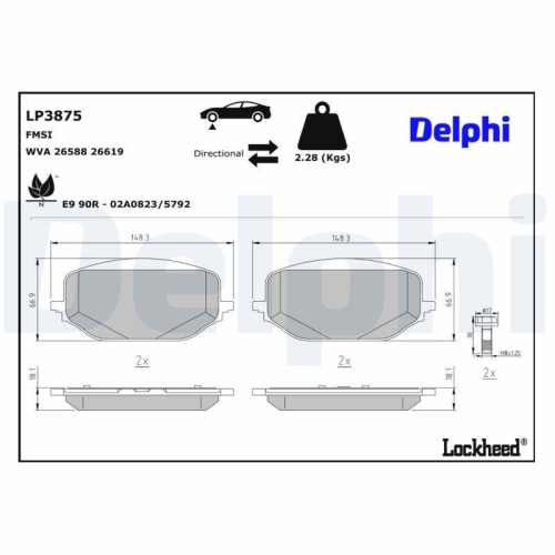 DELPHI LP3875 Bremsbelagsatz, Scheibenbremse f&uuml;r CITRO&Euml;N FIAT OPEL PEUGEOT DS