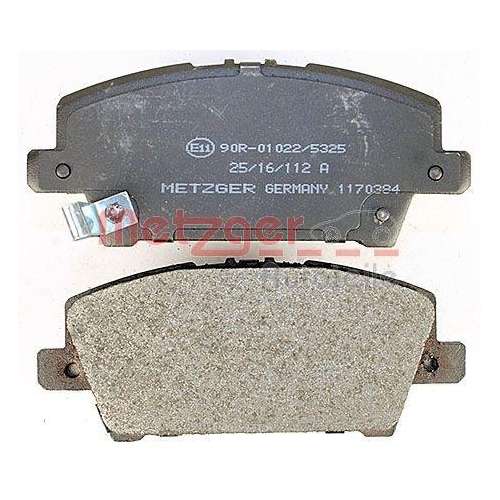 Bremsbelagsatz, Scheibenbremse METZGER 1170384 f&uuml;r HONDA, Vorderachse