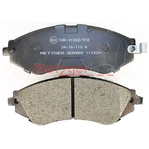 Bremsbelagsatz, Scheibenbremse METZGER 1170391 f&uuml;r DAEWOO, Vorderachse