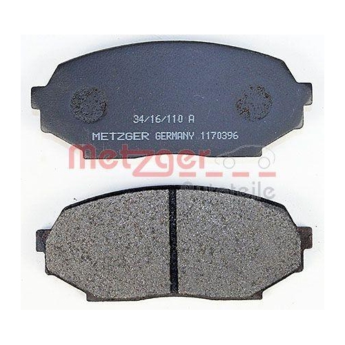 Bremsbelagsatz, Scheibenbremse METZGER 1170396 f&uuml;r MAZDA, Vorderachse