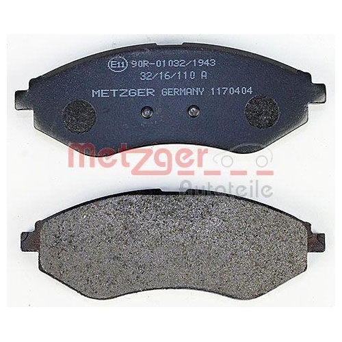 Bremsbelagsatz, Scheibenbremse METZGER 1170404 f&uuml;r CHEVROLET, Vorderachse