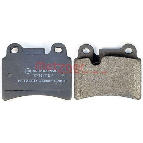 Bremsbelagsatz, Scheibenbremse METZGER 1170408 f&uuml;r VAG, Hinterachse