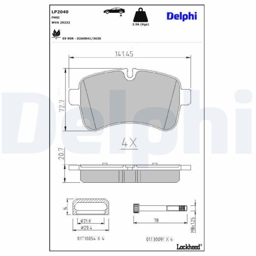 DELPHI LP2040 Bremsbelagsatz, Scheibenbremse f&uuml;r IVECO, Hinterachse