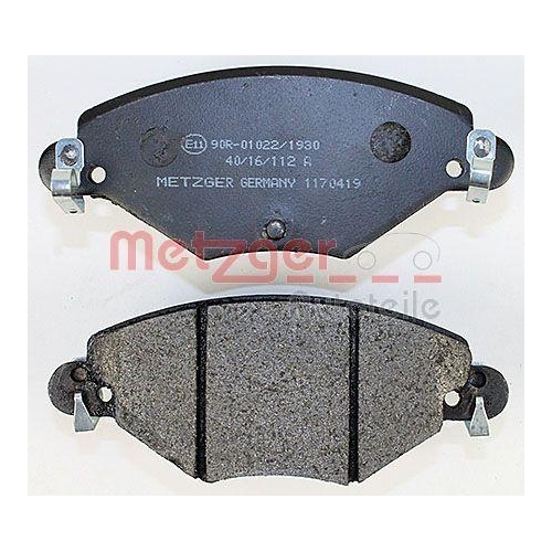 Bremsbelagsatz, Scheibenbremse METZGER 1170419 f&uuml;r CITRO&Euml;N PEUGEOT, Vorderachse