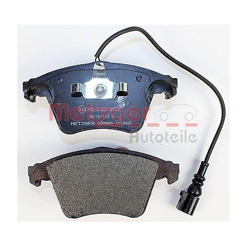 Bremsbelagsatz, Scheibenbremse METZGER 1170422 f&uuml;r VW, Vorderachse