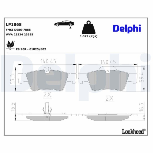 DELPHI LP1868 Bremsbelagsatz, Scheibenbremse f&uuml;r MERCEDES-BENZ, Hinterachse