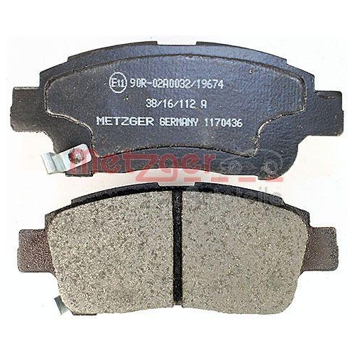 Bremsbelagsatz, Scheibenbremse METZGER 1170436 f&uuml;r TOYOTA, Vorderachse