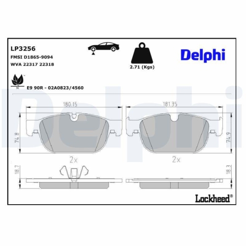 DELPHI LP3256 Bremsbelagsatz, Scheibenbremse f&uuml;r VOLVO VOLVO ASIA, Vorderachse
