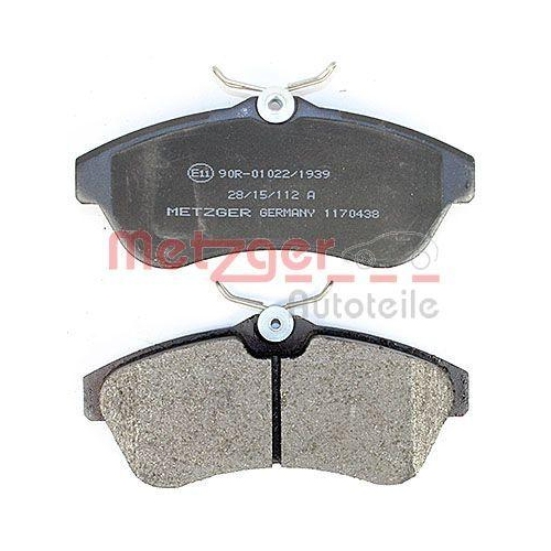 Bremsbelagsatz, Scheibenbremse METZGER 1170438 f&uuml;r CITRO&Euml;N, Vorderachse