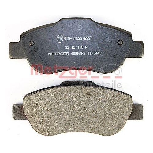 Bremsbelagsatz, Scheibenbremse METZGER 1170440 f&uuml;r FIAT, Vorderachse