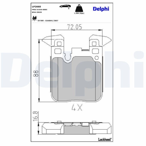 DELPHI LP2660 Bremsbelagsatz, Scheibenbremse f&uuml;r BMW, Hinterachse