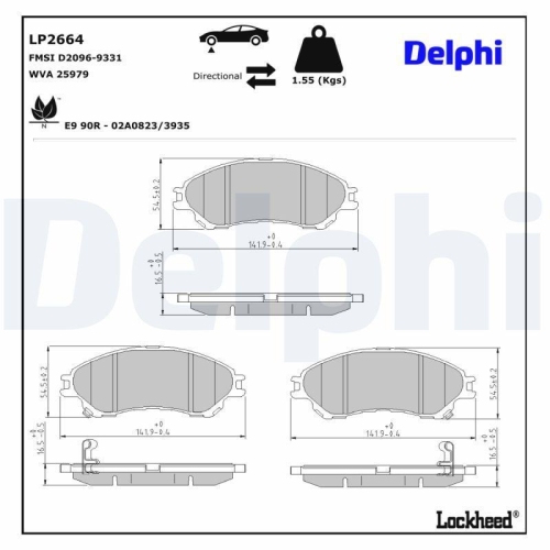 DELPHI LP2664 Bremsbelagsatz, Scheibenbremse f&uuml;r SUZUKI, Vorderachse