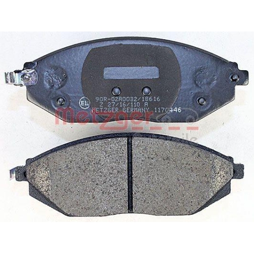 Bremsbelagsatz, Scheibenbremse METZGER 1170446 f&uuml;r CHEVROLET, Vorderachse