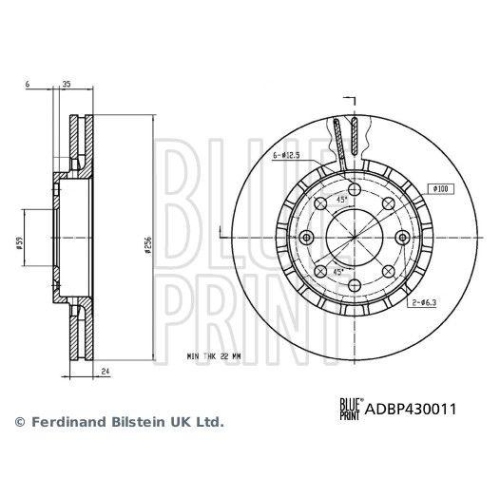 BLUE PRINT ADBP430011 2 St&uuml;ck Bremsscheiben f&uuml;r CHEVROLET, Vorderachse