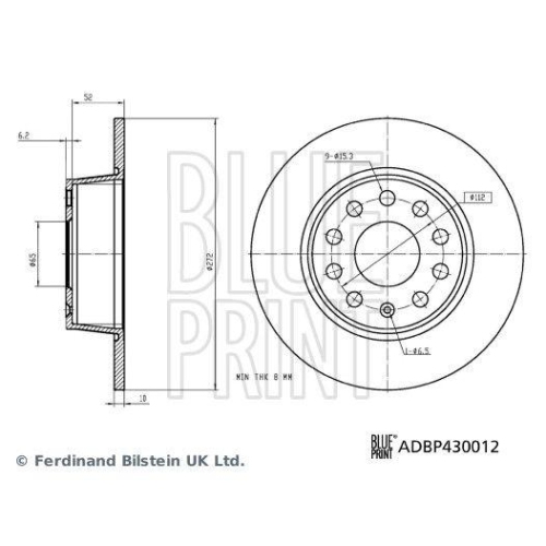 BLUE PRINT ADBP430012 2 St&uuml;ck Bremsscheiben f&uuml;r AUDI SEAT SKODA VW, Hinterachse