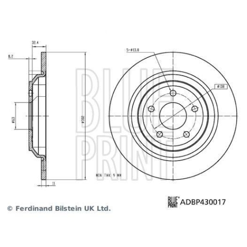 BLUE PRINT ADBP430017 2 St&uuml;ck Bremsscheiben f&uuml;r FORD FORD MOTOR COMPANY, Hinterachse