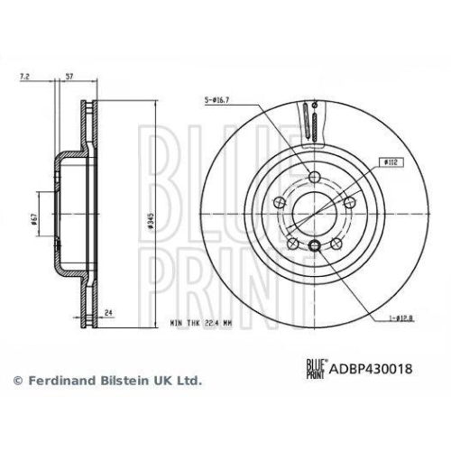 BLUE PRINT ADBP430018 2 St&uuml;ck Bremsscheiben f&uuml;r BMW TOYOTA BMW (BRILLIANCE), Hinterachse