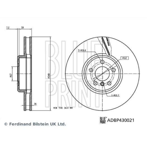 BLUE PRINT ADBP430021 2 St&uuml;ck Bremsscheiben f&uuml;r BMW TOYOTA BMW (BRILLIANCE)