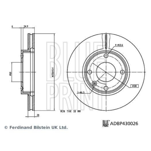 BLUE PRINT ADBP430026 2 St&uuml;ck Bremsscheiben f&uuml;r OPEL VAUXHALL, Vorderachse