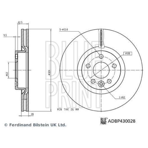BLUE PRINT ADBP430028 2 St&uuml;ck Bremsscheiben f&uuml;r VOLVO, Vorderachse