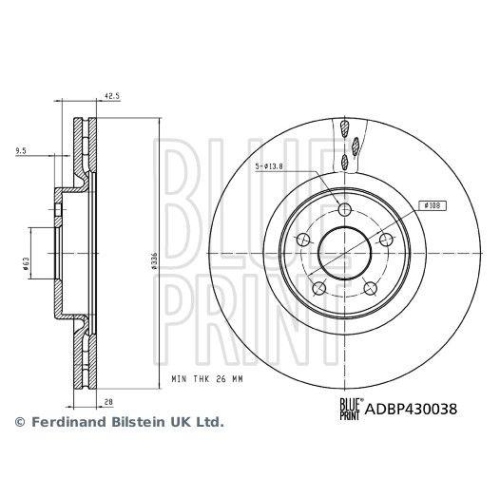 BLUE PRINT ADBP430038 2 St&uuml;ck Bremsscheiben f&uuml;r FORD FORD MOTOR COMPANY, Vorderachse