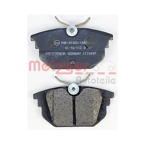 Bremsbelagsatz, Scheibenbremse METZGER 1170497 f&uuml;r ALFA ROMEO FIAT, Hinterachse