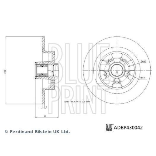 BLUE PRINT ADBP430042 2 St&uuml;ck Bremsscheiben f&uuml;r RENAULT DACIA, Hinterachse