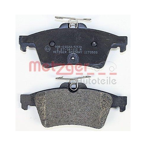 Bremsbelagsatz, Scheibenbremse METZGER 1170503 f&uuml;r PEUGEOT, Hinterachse