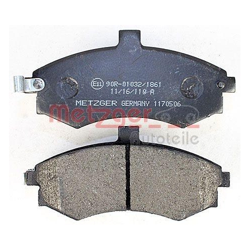 Bremsbelagsatz, Scheibenbremse METZGER 1170506 f&uuml;r HYUNDAI, Vorderachse
