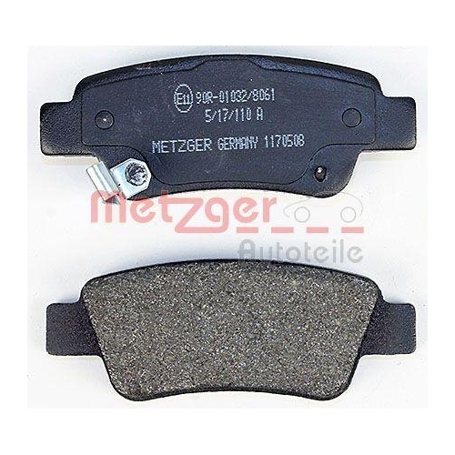 Bremsbelagsatz, Scheibenbremse METZGER 1170508 f&uuml;r HONDA, Hinterachse