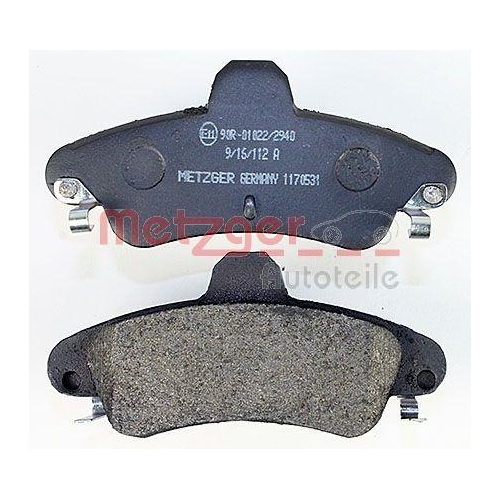 Bremsbelagsatz, Scheibenbremse METZGER 1170531 f&uuml;r FORD, Hinterachse