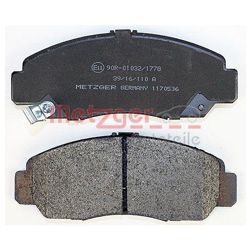Bremsbelagsatz, Scheibenbremse METZGER 1170536 GREENPARTS f&uuml;r HONDA, Vorderachse