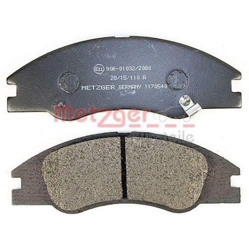 Bremsbelagsatz, Scheibenbremse METZGER 1170540 f&uuml;r KIA, Vorderachse