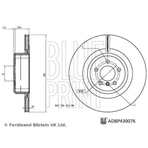 BLUE PRINT ADBP430076 2 St&uuml;ck Bremsscheiben f&uuml;r BMW, Hinterachse