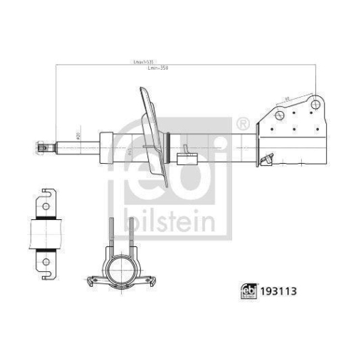 FEBI BILSTEIN Sto&szlig;d&auml;mpfer 193113 f&uuml;r MERCEDES-BENZ RENAULT, Vorderachse links