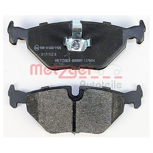Bremsbelagsatz, Scheibenbremse METZGER 1170014 f&uuml;r BMW ROVER SAAB, Hinterachse