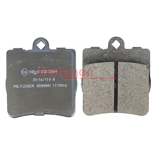 Bremsbelagsatz, Scheibenbremse METZGER 1170016 f&uuml;r MERCEDES-BENZ, Hinterachse