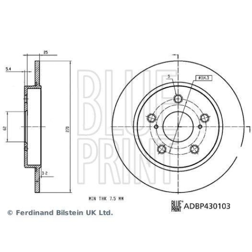 BLUE PRINT ADBP430103 2 St&uuml;ck Bremsscheiben f&uuml;r TOYOTA, Hinterachse