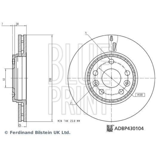 BLUE PRINT ADBP430104 2 St&uuml;ck Bremsscheiben f&uuml;r NISSAN RENAULT, Vorderachse