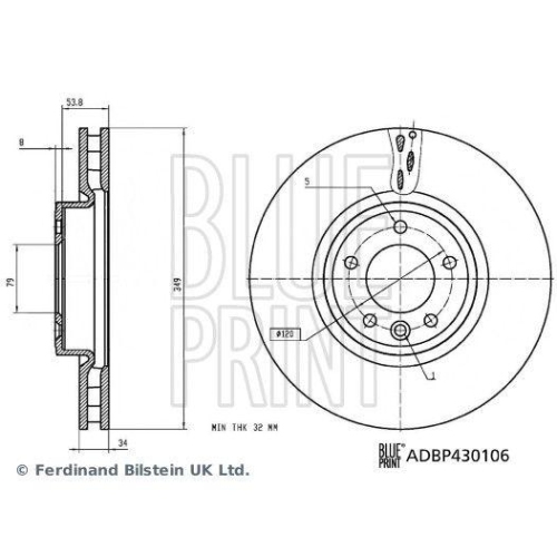 BLUE PRINT ADBP430106 2 St&uuml;ck Bremsscheiben f&uuml;r LAND ROVER, Vorderachse