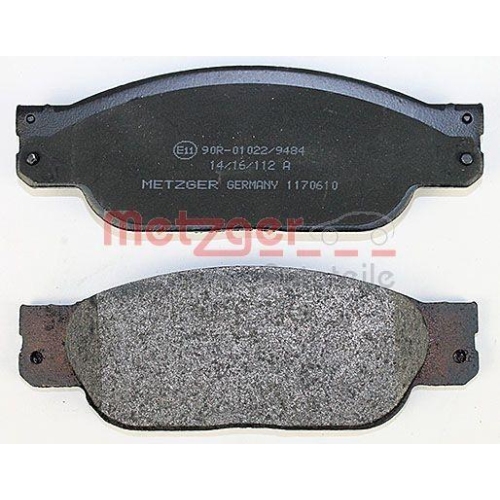 Bremsbelagsatz, Scheibenbremse METZGER 1170610 f&uuml;r JAGUAR, Vorderachse