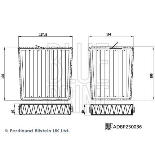 Filtersatz, Innenraumluft BLUE PRINT ADBP250036 f&uuml;r MERCEDES-BENZ