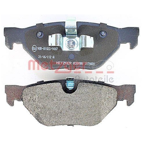 Bremsbelagsatz, Scheibenbremse METZGER 1170031 f&uuml;r BMW, Hinterachse