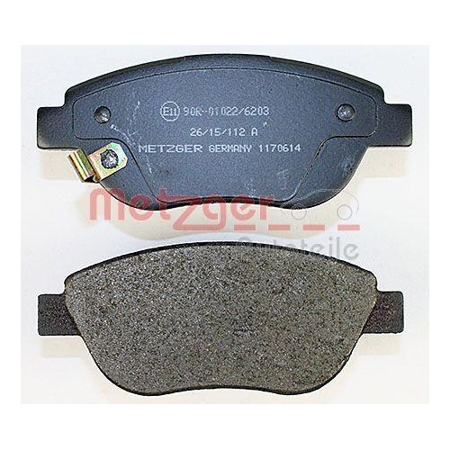 Bremsbelagsatz, Scheibenbremse METZGER 1170614 f&uuml;r OPEL, Vorderachse
