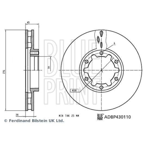 BLUE PRINT ADBP430110 2 St&uuml;ck Bremsscheiben f&uuml;r NISSAN, Vorderachse